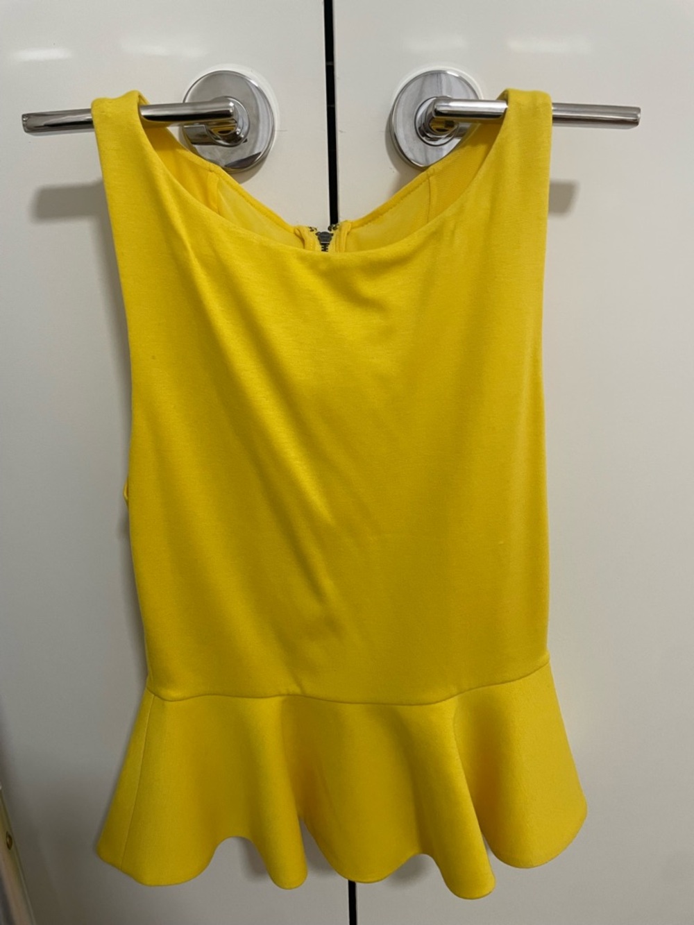 Alice + Olivia Canary Yellow Sleeveless Peplum Top